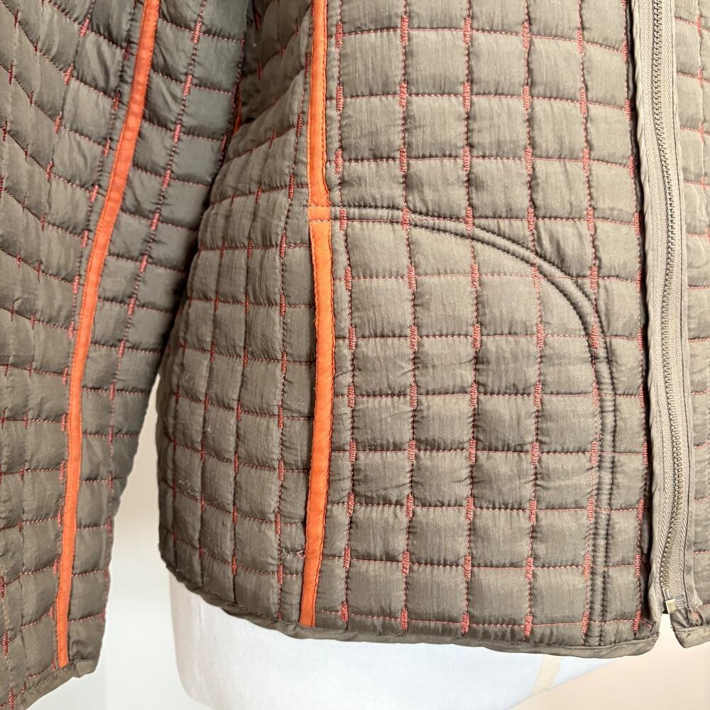 Oleg Cassini Reversible Quilted Silk Jacket Olive Green Burnt Orange Medium - Picture 3 of 16